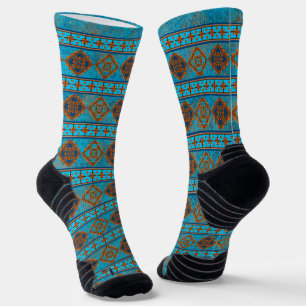 Chaussette Pichette géométrique turquoise du sommet de la mon