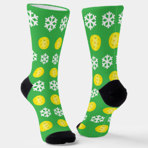 Chaussette Pickleball de Noël et flocons de neige amusants et