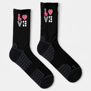 Chaussette Pickleball Love Heart Court Balls Paddles Noir