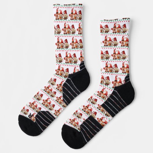Chaussette Pickleball Père Noël Gnomes Funny Retro Noël (Gauche)