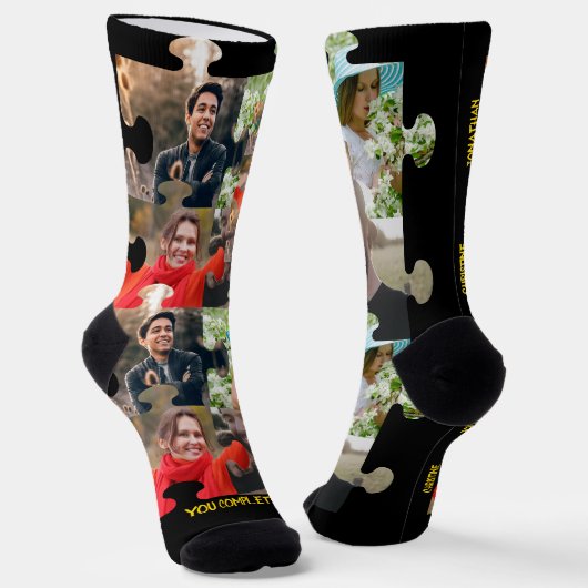 Chaussette Pièce de puzzle personnalisée Vous me complétez ph (Angulaire)