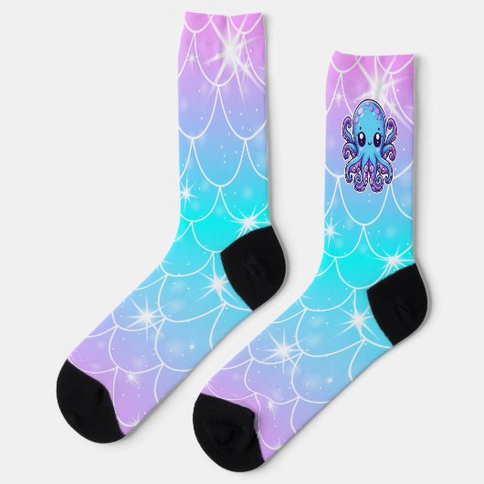 Chaussette Pieuvre bleue mignonne (Gauche)