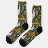 Chaussette Pigeon Blue Yellow Fish Art Nouveau (Gauche)