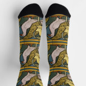 Chaussette Pigeon Blue Yellow Fish Art Nouveau (Haut)