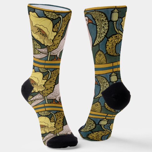 Chaussette Pigeon Blue Yellow Fish Art Nouveau (Angulaire)
