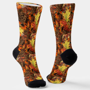 Chaussette Pine Cones et Feuille Automne