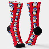 Chaussette Pingouin cool mignon Noël hiver motif rouge (Angulaire)