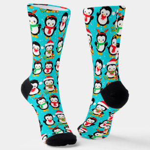 Chaussette Pingouins mignons en chute de neige Wonderland