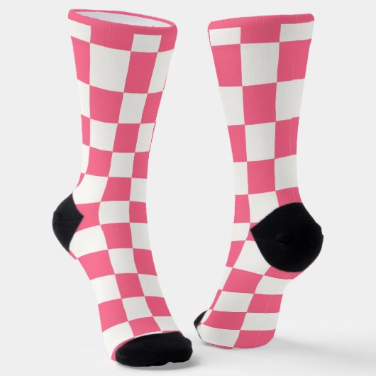 Chaussette Pink and White Checkered Pattern  (Angulaire)
