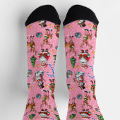 Chaussette Pink Background Christmas Decorative Pattern (Haut)