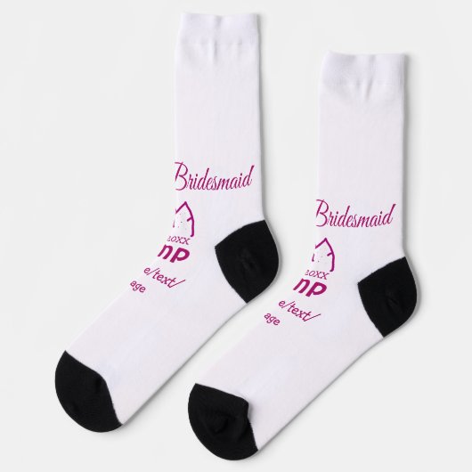 Chaussette Pink camp bridesmaid ajouter nom date année bachel (Gauche)
