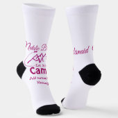 Chaussette Pink camp bridesmaid ajouter nom date année bachel (Angulaire)