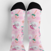 Chaussette Pink Christmas Santa Clau & Tree Seamless Pattern (Haut)
