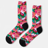 Chaussette Pink Folkart Fleurs de fleurs d'été (Gauche)