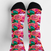 Chaussette Pink Folkart Fleurs de fleurs d'été (Haut)