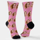Chaussette Pink Funky Personnalisé Photo Visage Femmes (Angulaire)