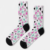 Chaussette Pink Green Black Modern Hearts Valentine Pattern (Gauche)