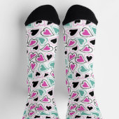 Chaussette Pink Green Black Modern Hearts Valentine Pattern (Haut)