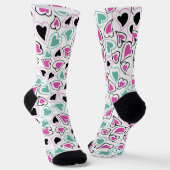 Chaussette Pink Green Black Modern Hearts Valentine Pattern (Angulaire)