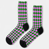 Chaussette Pink Green Checker Diamond Pattern (Gauche)