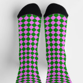 Chaussette Pink Green Checker Diamond Pattern (Haut)