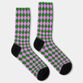 Chaussette Pink Green Checker Diamond Pattern (Droite)