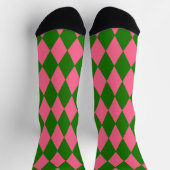 Chaussette Pink Green Harlequin Checkered Design  (Haut)