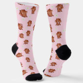 Chaussette Pink Kawaii Highland Cows Seamless Pattern (Angulaire)