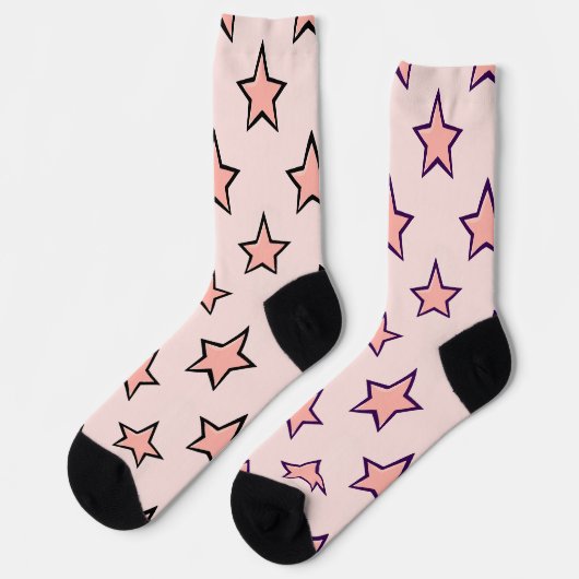 Chaussette Pink Pastel Stars Design Motif (Gauche)