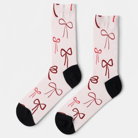 Chaussette Pink Red Bow Christmas Socks (Gauche)