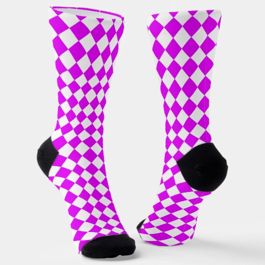 Chaussette Pink White Checker Diamond Pattern (Angulaire)