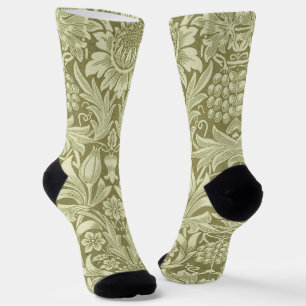 Chaussette Pissenlit de William Morris Damassé Vintage Olive