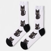 Chaussette Pixel à points faux noir Chat noir (Gauche)