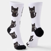 Chaussette Pixel à points faux noir Chat noir (Angulaire)