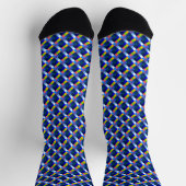 Chaussette Pixel Art Plaid Marine moderne bleu Abstrait Geeky (Haut)