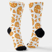 Chaussette Pizza et tranches de cool motif sur blanc (Angulaire)
