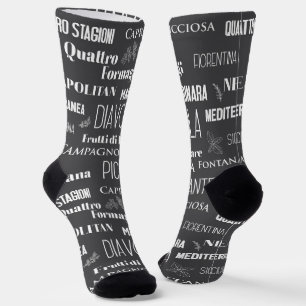 Chaussette Pizza Noms Cuisine Italienne Motif Chef