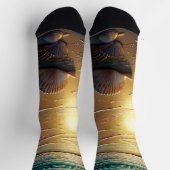 Chaussette Plage au coucher du soleil avec des coquillages (Haut)