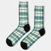Chaussette Plaid à la menthe verte et crème (Gauche)
