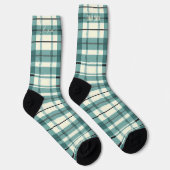 Chaussette Plaid à la menthe verte et crème (Droite)