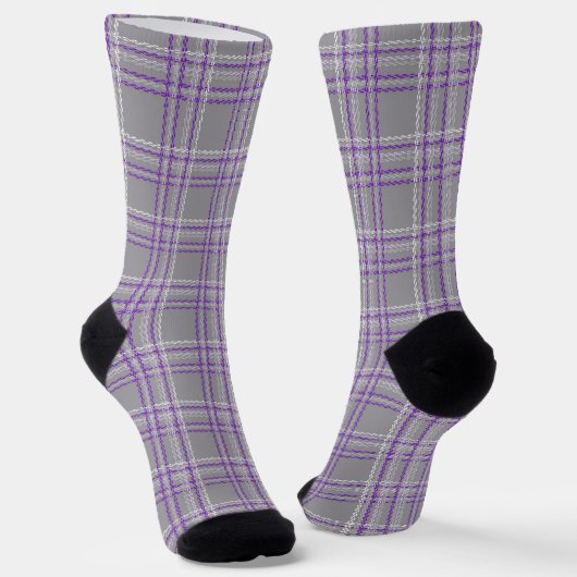 Chaussette Plaid classique tartan. Gris, lilas (Angulaire)