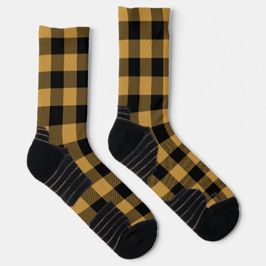 Chaussette Plaid de bisons noirs et ocre (Droite)