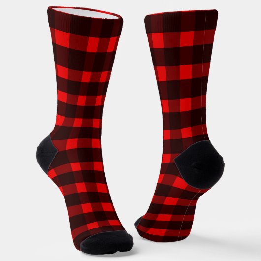 Chaussette Plaid de buffle rouge et noir (Angulaire)