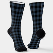 Chaussette Plaid Navy & White Initial Monogram Socks (Angulaire)