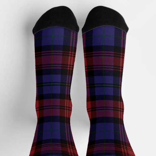Chaussette Plaid Red Purple Checkered Rustic Tartan (Haut)