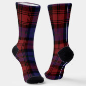 Chaussette Plaid Red Purple Checkered Rustic Tartan (Angulaire)