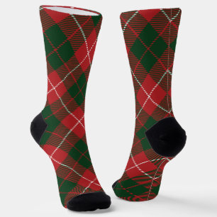 Chaussette Plaid Rustique Rouge Vert Tartan Fêtes