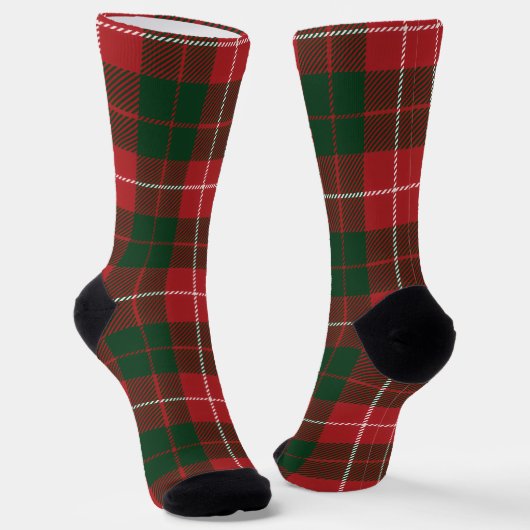 Chaussette Plaid Tartan Green Red Check Rustic (Angulaire)