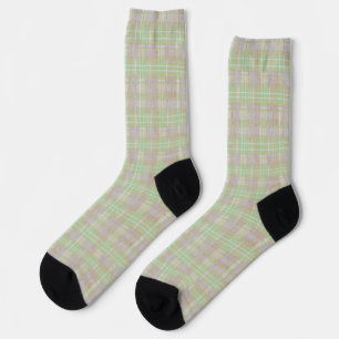 Chaussette Plaid Vert Sauge Neutre Patiné
