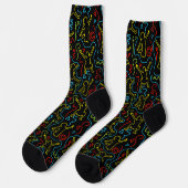 Chaussette Plan de jeu amusant pour enfants motif néon noir (Gauche)